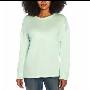 Three Dots Womens Speckled Pullover‎ Sweatshirt Mint Green XL